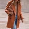 Women Winter Overcoat Double-breasted Turn-down Collar Long Sleeves Buttons Cardigan Plus Size
