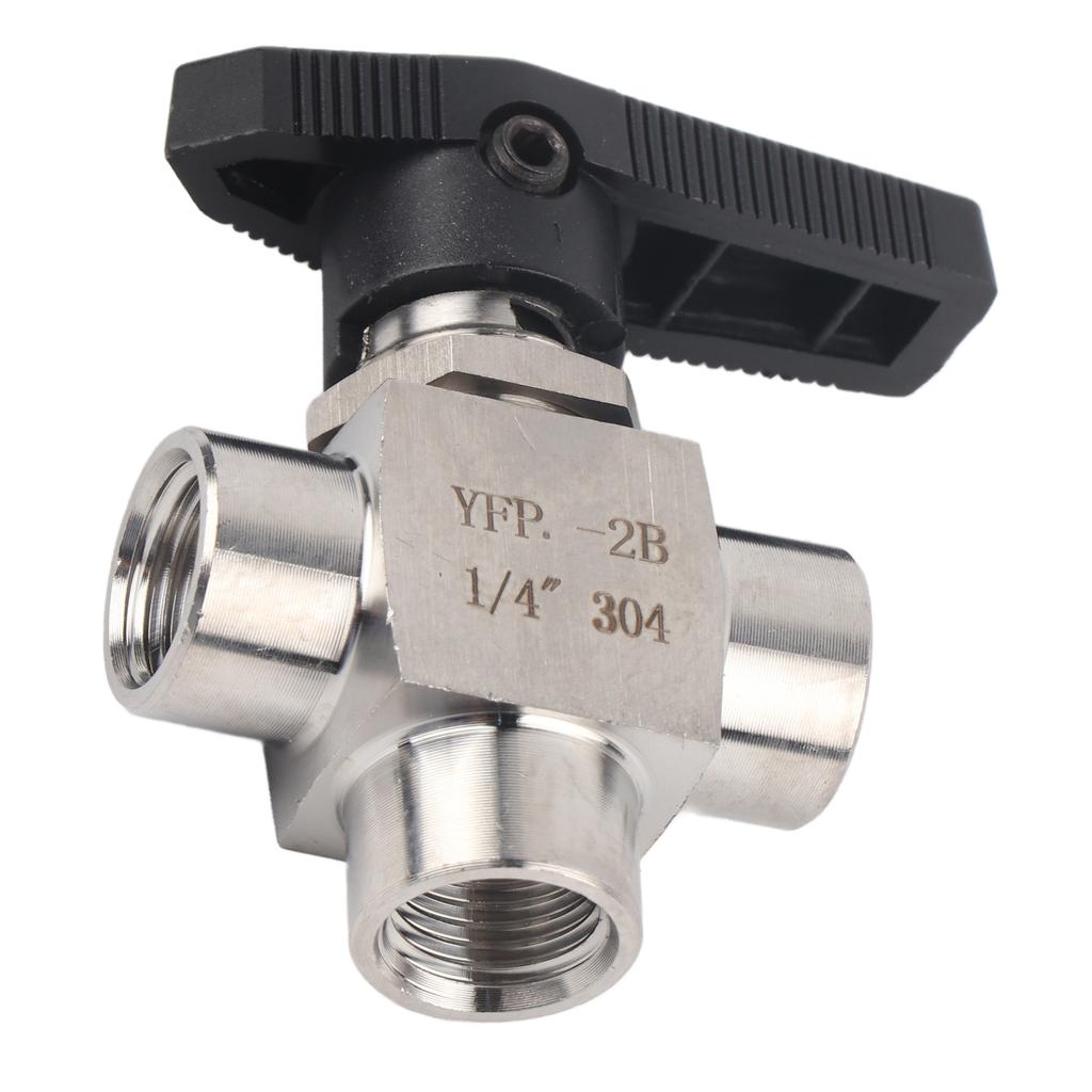 3 Way Ball Valve BSPP Female Thread Stainless Steel Valve for Water Pipe Flow ControlBSPP 1 4in