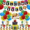 Back To School Party Decorations Hanging Banner Balloon Cake Toppers Set for Welcome Back Party
