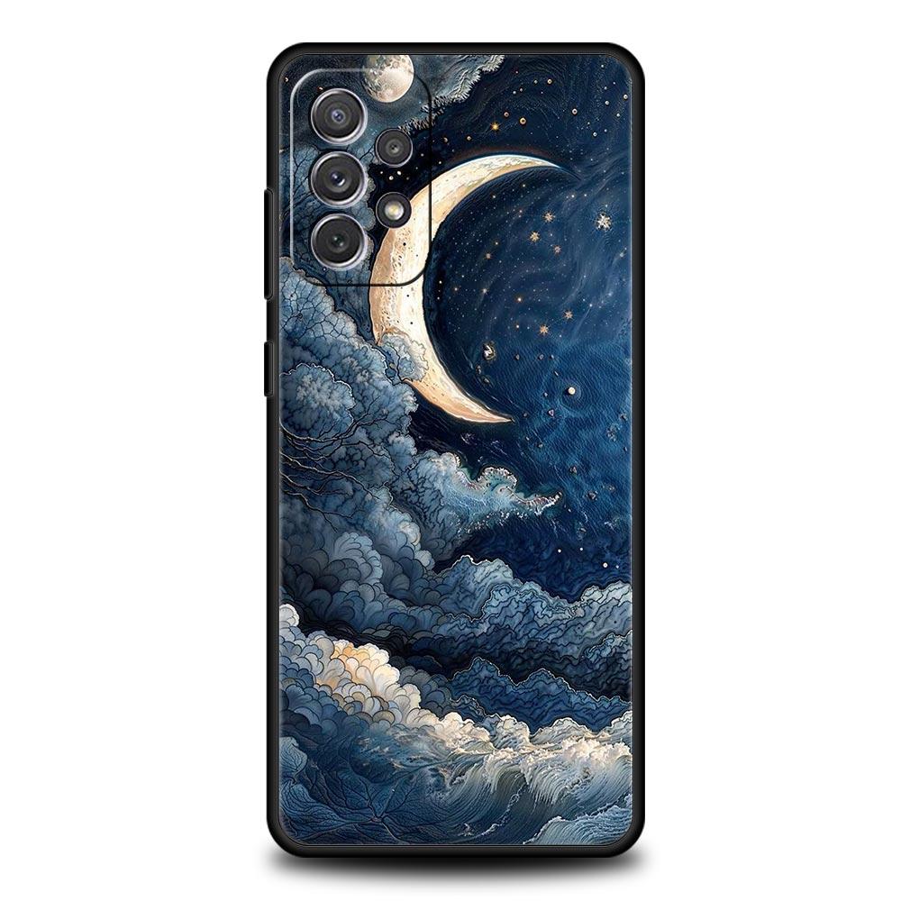 Чехол в стиле комиксов "Луна и Облака" для Samsung A57 A37 A51 A71 A21S A17 A11 A15 A25 A41 A23 A33 A53 A73 A07 A05S A13 A35 A55 5G