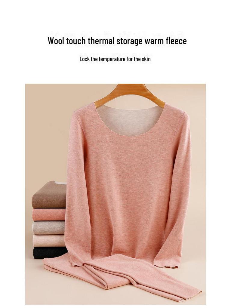 Women's Thermal Suit: Autumn/Winter Wool-Silk Blend Warmth with Bamboo Fiber Trousers