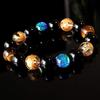 Four Gods Firefly Glass Bracelet 12mm Glowing Kerama Marine Crystal Natural Stone Power Stone Accessory [GOLD STONE] Men's