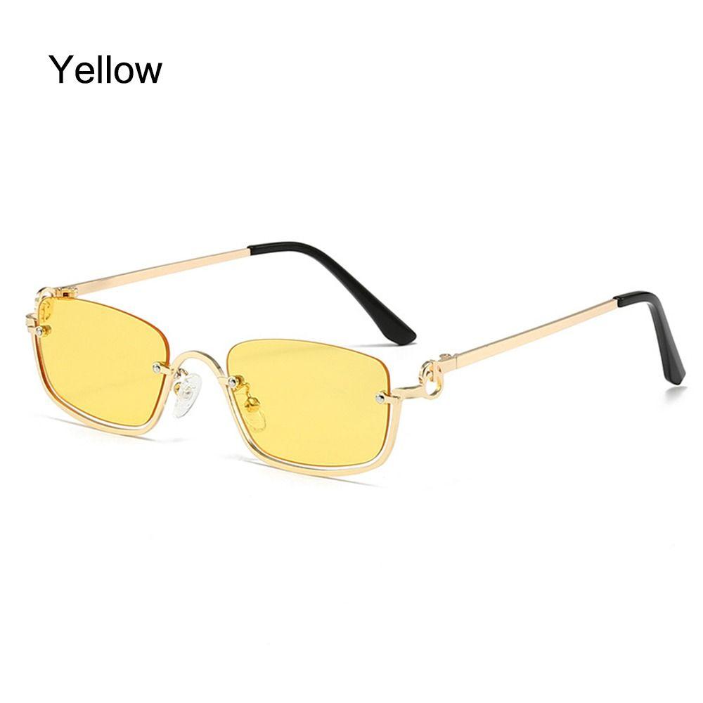 1шт. Металлические полуоправы солнцезащитные очки маленькие квадратные женские солнцезащитные очки винтажные оттенки модные узкие очки в стиле хип-хоп