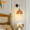 Vine Woven Wall Lamp EU/US Vintage Farmhouse Wooden Woven Lamp Head Bedroom Living Room Corridor Staircase Country Wall Lamp