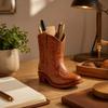 Vintage Western Style Cowboy Boot Statue Home Decor Boot Shaped Vase Pencil Holder  Office Use