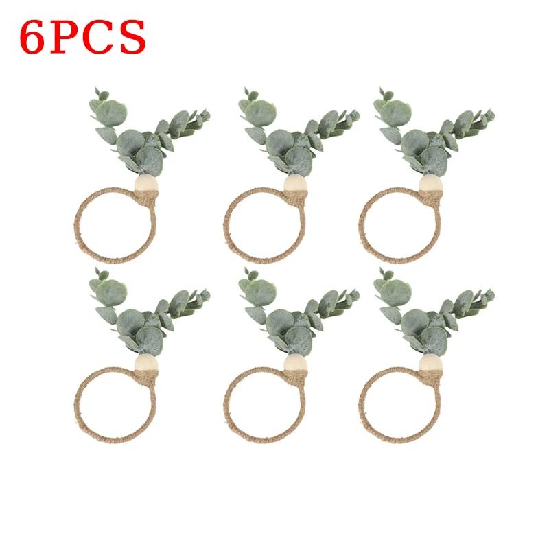 96PCS Thanksgiving Eucalyptus Leaf Napkin Ring Hotel Western Restaurant Banquet Table Setting Simulation Leaf Napkin Buckle