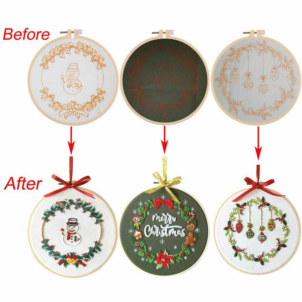 Punch DIY Crafts Needle Thread Xmas Embroidery Christmas Ornament Embroidery Hoop Cross Stitch Kit