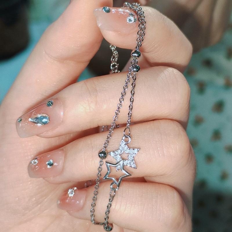 Double Layer Star Bracelet For Women Minimalist Celestial Jewelry Dainty Gift For Best Friend And Students
