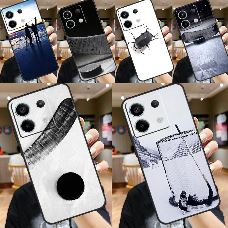 Hockey Stick and Puck Case For Xiaomi Redmi 13C 12C 9C 10C Redmi Note 13 Pro 9 10 11 12 Pro 9S 10S 11S 12S Cover