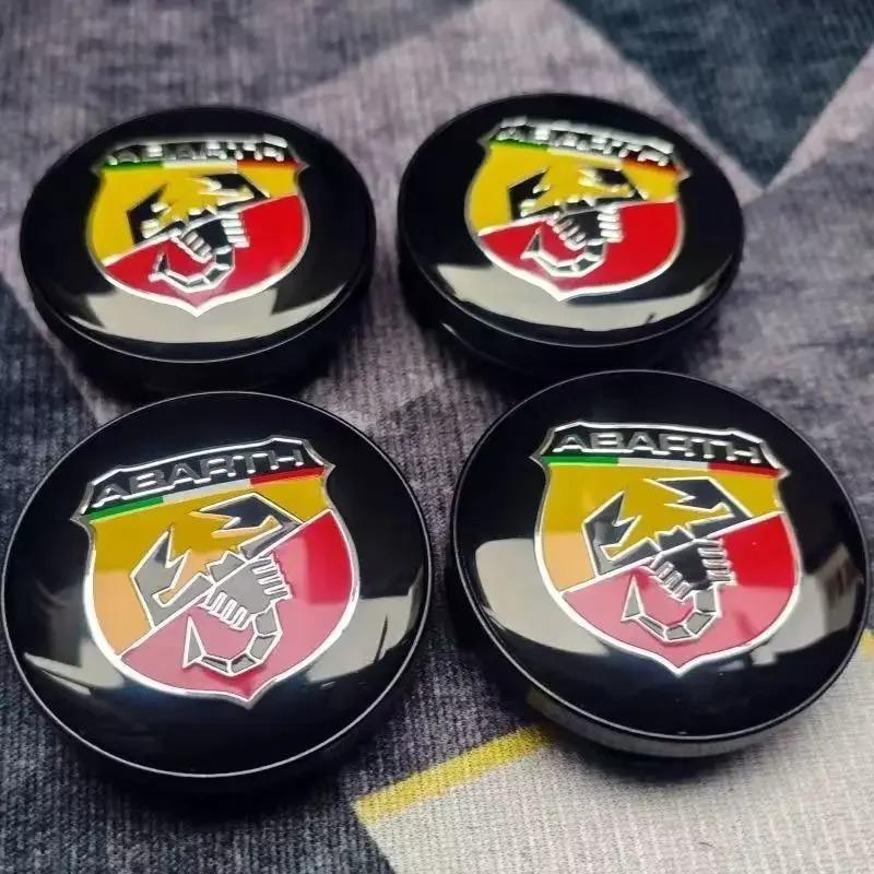 4PCS 60mm Car Wheel Hub Cover Emblem Sticker Accessory For Abarth 500 Tipo FR Panda Argo Freemont Viaggio Bravo Punto Doblo
