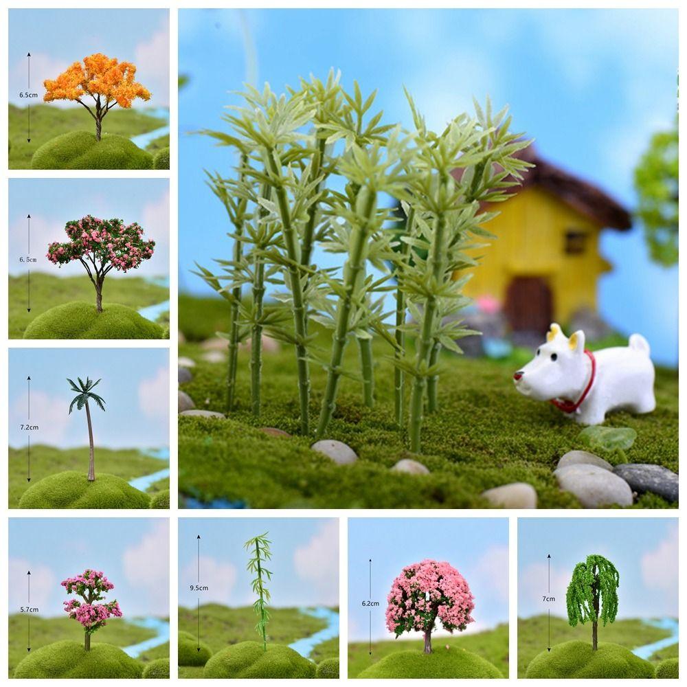 Rural Style Sakura Miniatures Plastic Simulation Trees Landscape Micro Figurines   Yard