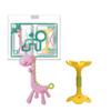 Anjou Teething Set of 2 Giraffe (Pink) + Lips - Case 2P + Clamps 2P, Giraffe (Pink) + Lips (Yellow), Korean Baby Products