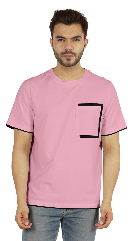 Inkmeso Мужские футболки с круглым вырезом, повседневные базовые рубашки с коротким рукавом и накладным карманом