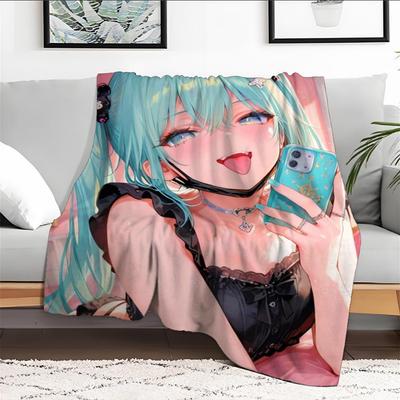 Эстетичный портативный плед для дома R18+Hatsune для путешествий и кемпинга Miku для дивана и пикника Толстый теплый фланелевый плед