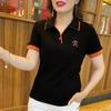 Lapel Short-sleeved Women's Summer Loose T-shirt Women's Summer Clothes Polo Collar Top Embroidered Mother's Suit