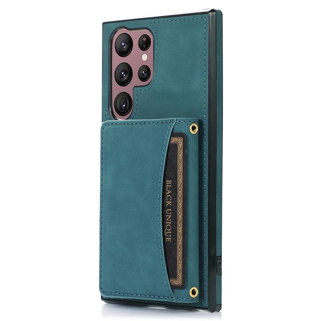 For Samsung Galaxy S24 Ultra Cell Phone Case Tri-fold Wallet Kickstand PU Leather Coated TPU Cover