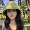 Spring Summer Beach Straw Cap Handmade Bucket Hat Korean Women's Straw Hat  Outdoor
