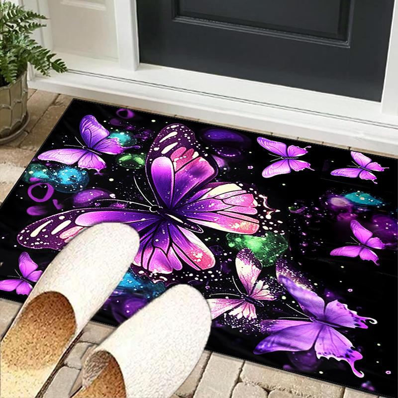 Purple Butterfly Dreams Office Rug Chair Mat, Game Carpet, Suitable for Front Door, Bedroom, Living Room, Desk, Holiday Gift
