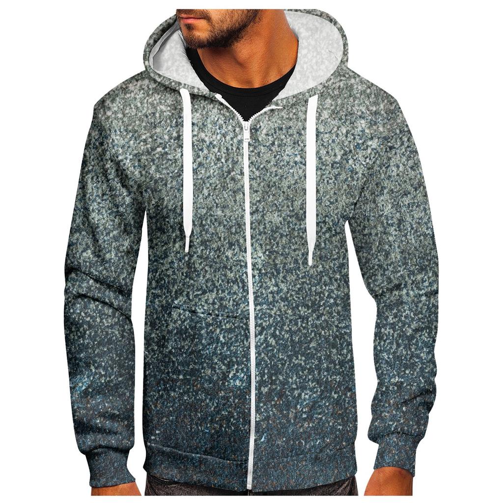 Men's Zipper Sweater Coat Printed Fashion Hooded Sweater