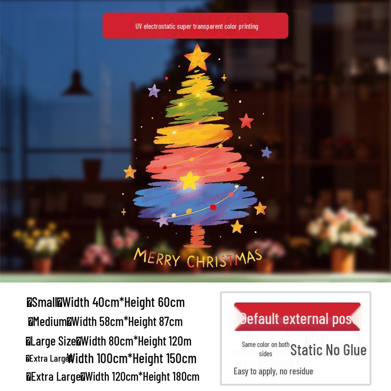 Рождественские наклейки на стены: Дед Мороз, Снеговик и Шары для Стеклянных Дверей и Окон