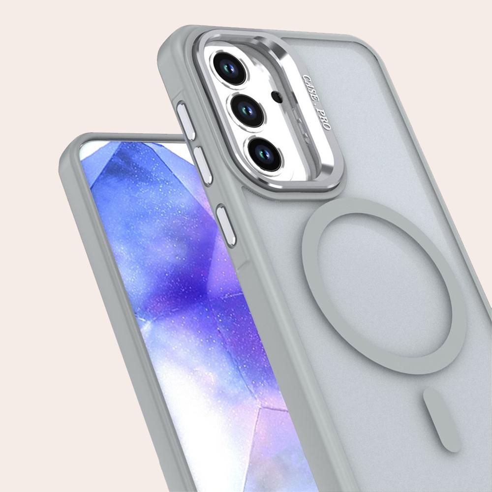 Samsung Galaxy A37 5G Skin-touch Case with Stand, MagSafe-Ready, Gray