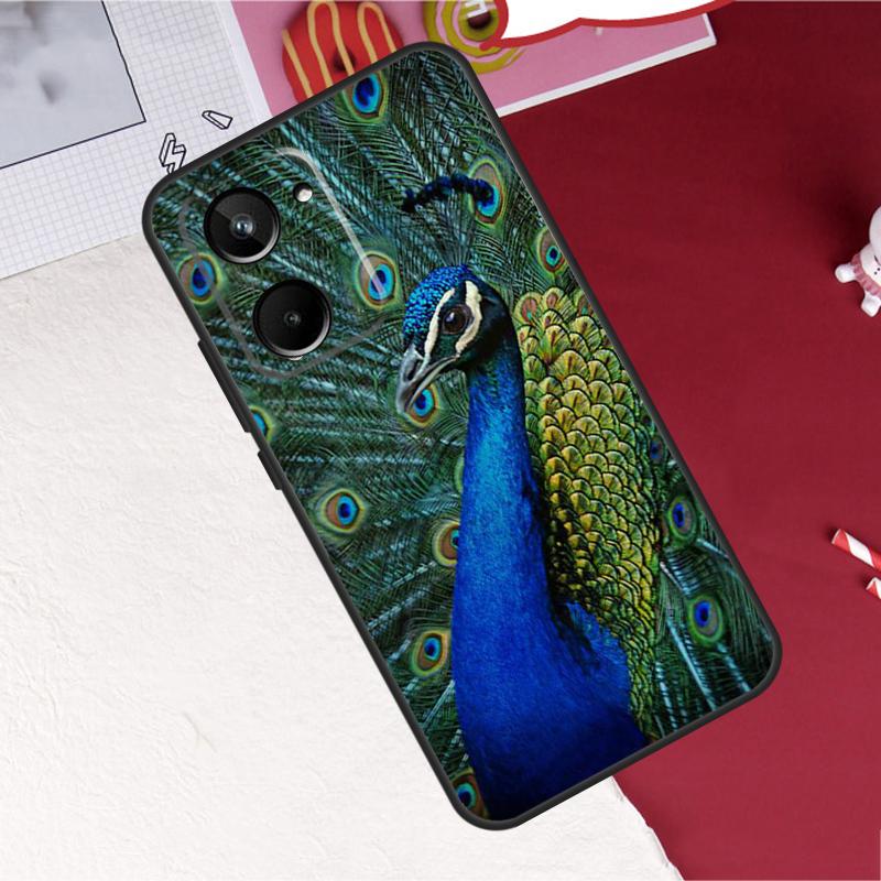 Чехол с узором «Павлин» для Realme GT7 Pro 15 10 11 12 13 14 Pro Plus C67 C65 C63 C61 C55 C53 C51 C35 C75 C71