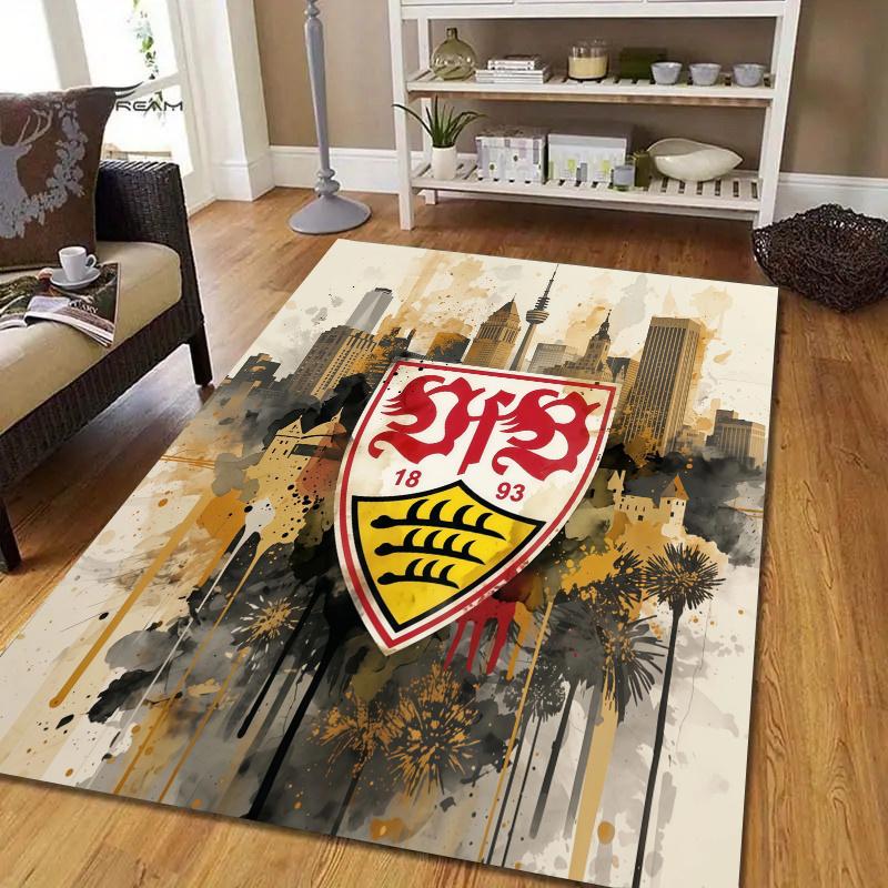 VfB Stuttgart Flannel Pattern Square Carpet,Area Rug,Carpet Rug for Living Room Bedroom Sofa Playroom Decor,Non-slip Floor Mat