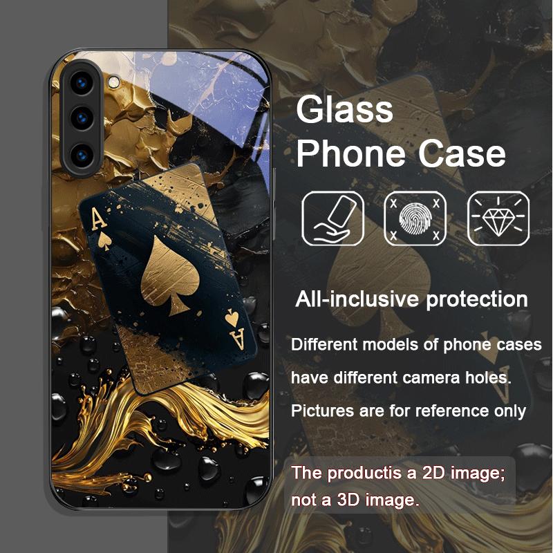 Креативный чехол из закаленного стекла с узором 'Пиковый Туз' для Samsung Galaxy S25 Ultra S24 S23 Plus S22 S21 S20 FE M55