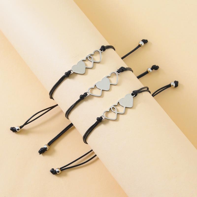 2/3/4x Розовые обещания Сердечные браслеты для пары Женщин Девушек Подростков с карточкой для пожеланий Регулируемые Парные Дружбы Браслеты