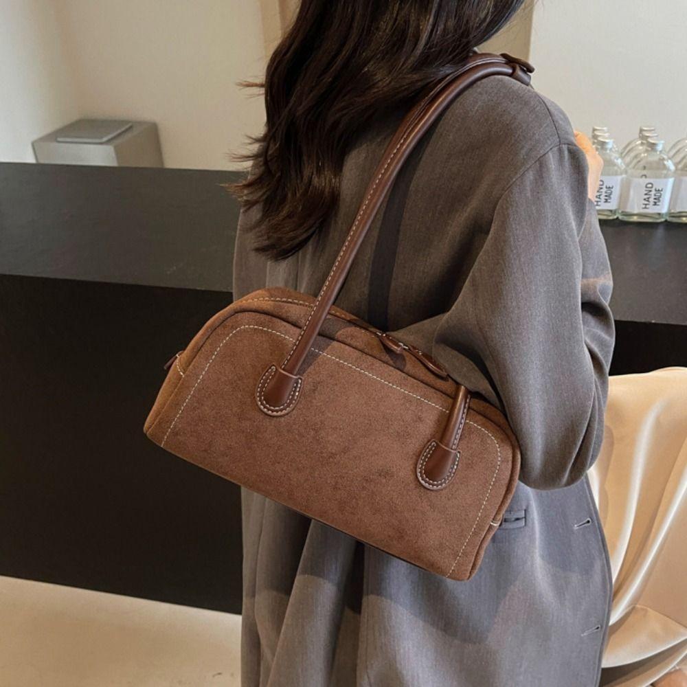 Aesthetic Faux Suede Bag Retro Single Shoulder Bag Fashion Underarm Bag Winter