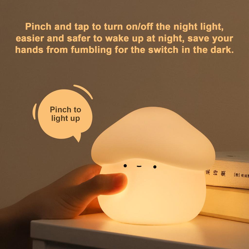 Силиконовый грибовидный ночник Pat Light с задержкой выключения 15/30 минут, два диммера 1 Вт