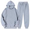 Men Women Tracksuit Hoodies Casual Solid Color Long Sleeve Pullover + Pants Suit Fleece Hooded Sportswear Suit Two Piece Sets