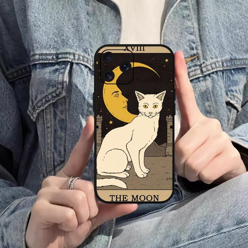 Чехол для телефона Witches Moon Tarot Mystery Totem Cat для iPhone Mini 11 12 13 14 15 Pro XS Max X Plus SE XR, черный мягкий корпус