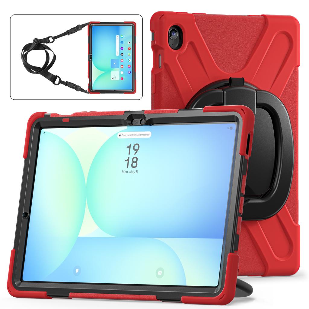 360 Rotating Kids Case for Samsung Galaxy Tab S10 FE Plus 2025 13.1 Inch SM-X620 SM-X626B Armor Stand Cover with Shoulder Strap