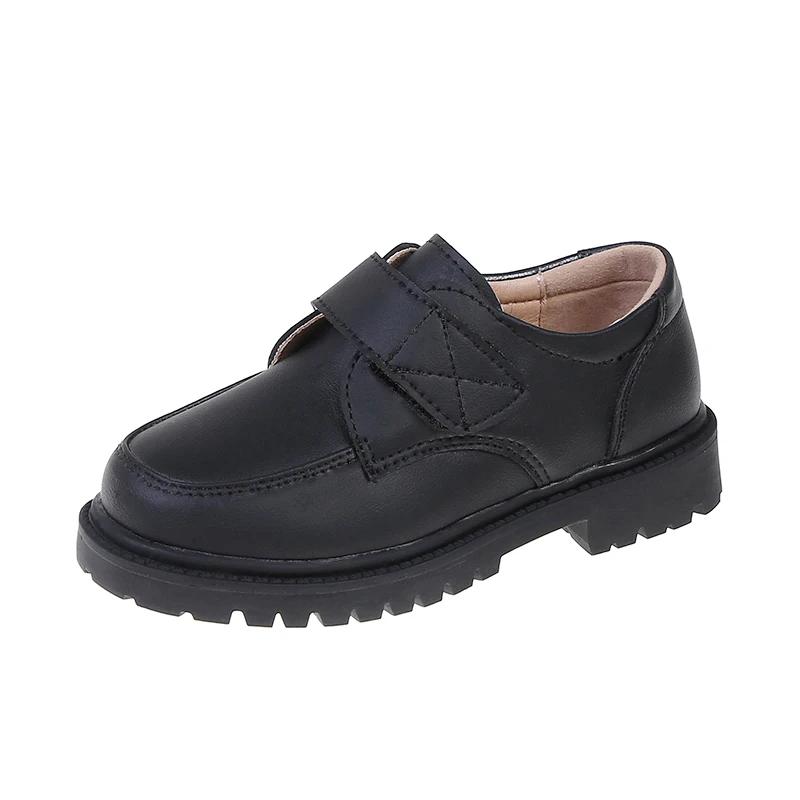 2024 New Versatile Soft Four Seasons Black UK Uniform School Shoes Hook & Loop Kids Boys Loafers Breatheable Simple Child Shoes