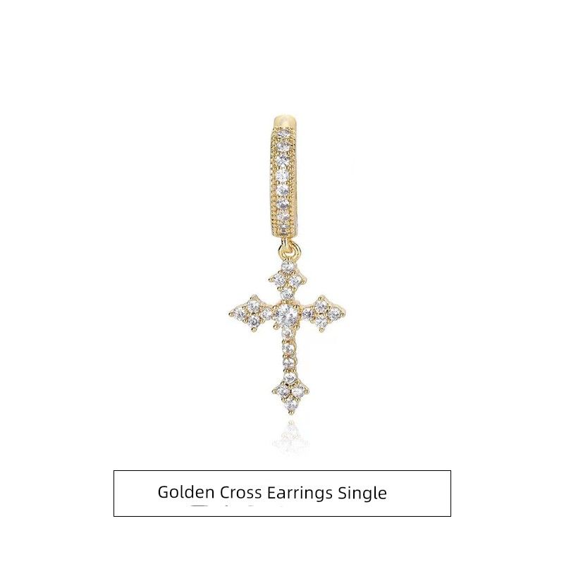 Fdk Cross Zircon Earrings for Men 2026 New Popular High-End Versatile Earrings with a Sense of Style and Trendiness
