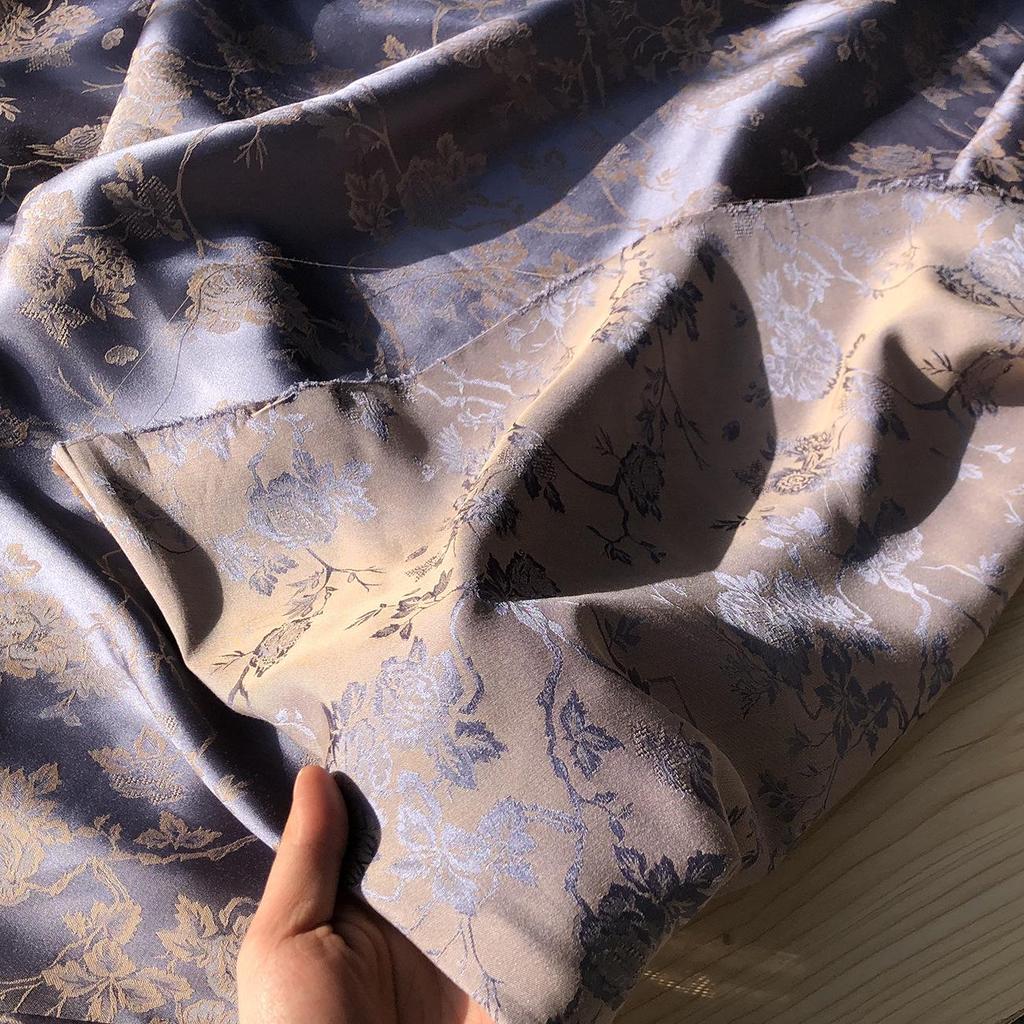 Dunhuang Silk Jacquard Two-Color Imitation Cheongsam Hanfu Fabric