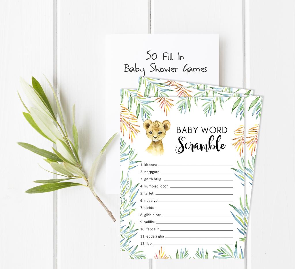 Inkdotpot Игровой набор для детского душа из 50 игр BabyA AlphabetA ABCA для вечеринки Baby Cheetah Jungle Animals