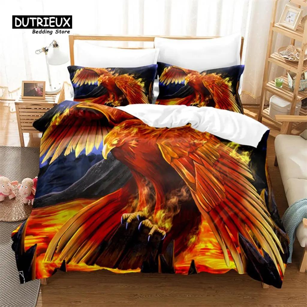 Flaming Phoenix Duvet Cover Full Queen Phoenix Nirvana Fired Volcano Bedding Set Microfiber Comforter Cover For Teen Adult Decor