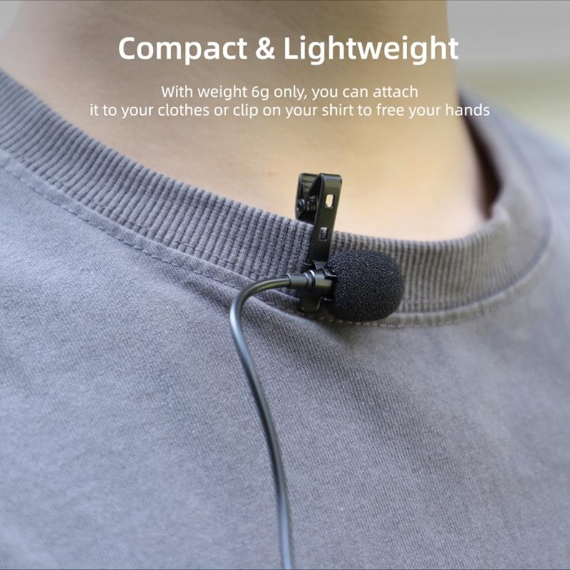 Маленький петличный микрофон с клипсой, всенаправленным захватом и шумоподавлением для прямой трансляции видео