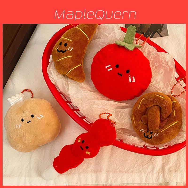 Food Series Plush Hamburger Keychain With Soft Short Pile For Girls And Teens