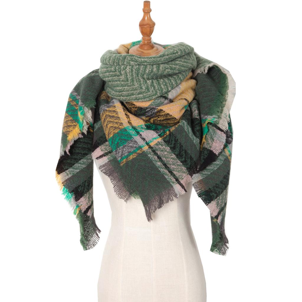 Women's Shawl New Scarf Autumn and Winter Large Plaid Triangle Scarf