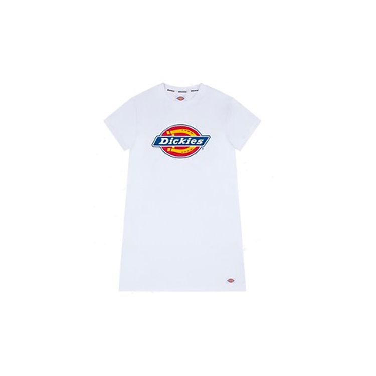 Dickies Платье с принтом логотипа, с коротким рукавом, женское, белое DK007548C4D