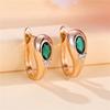 1 Pair Green Zircon Dangle Earrings for Women Luxury Gold Color Engagement Wedding Earrings Jewelry Gifts