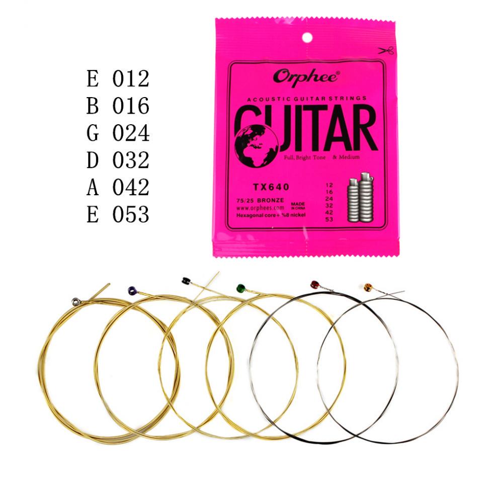6Pcs/Set Acoustic Guitar String 012-053 Phosphor Bronze Strings Nickel Full Bright Tone & Medium