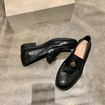 Коровья кожа~ Мать винограда те же туфли-лоферы на платформе камелии женские из натуральной кожи ретро золотая пряжка универсальный толстый каблук маленькие кожаные туфли