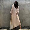 European & American Cotton Solid Color Blouse and Long Skirt Cover-Up for Beach or Swimwear.