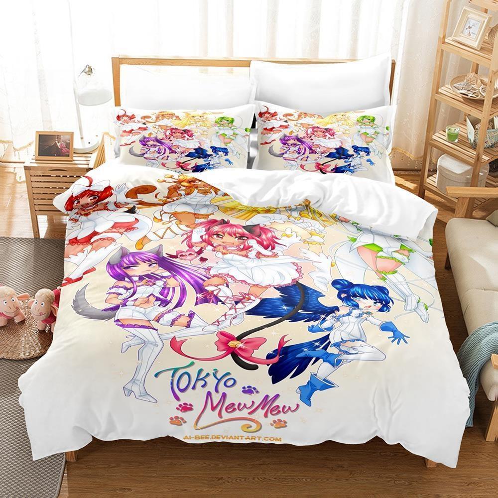 3D-принт аниме каваи девушки Токио Мью Мью комплект постельного белья односпальный двуспальный двуспальный двуспальный комплект для взрослых и детей спальня пододеяльник наборы