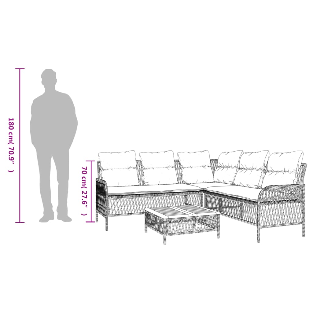 2 Piece Garden Sofa Set with Cushions Beige Poly Rattan