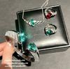 Mojito Emerald, Vortex Bracelet, Antique, 18K Gold Plated, Rubillon Princess Red Zircon Ring